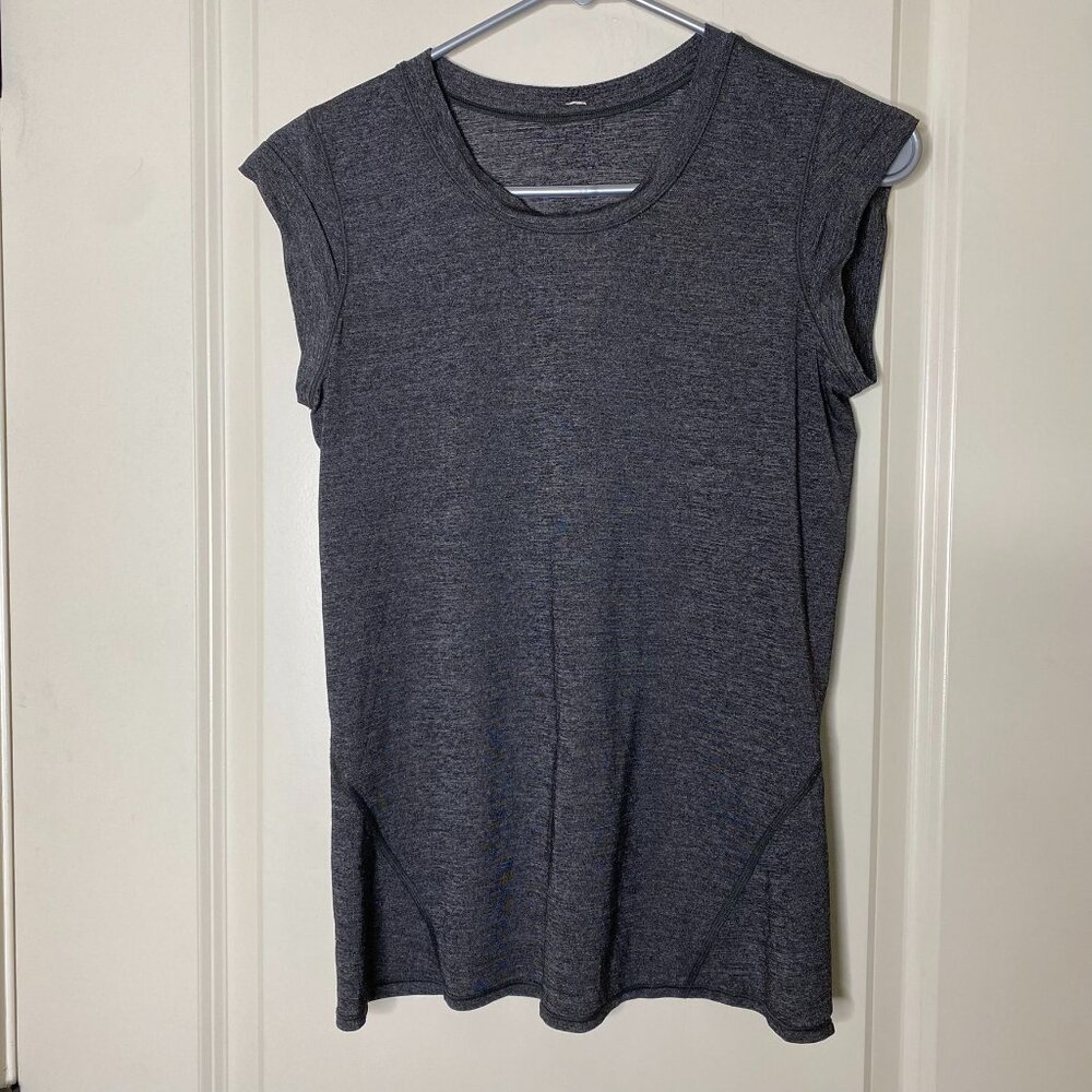 LULULEMON Pedal To The Medal Cap Sleeve Tee Heathered Black Gray Women’s 6 - Picture 4 of 10